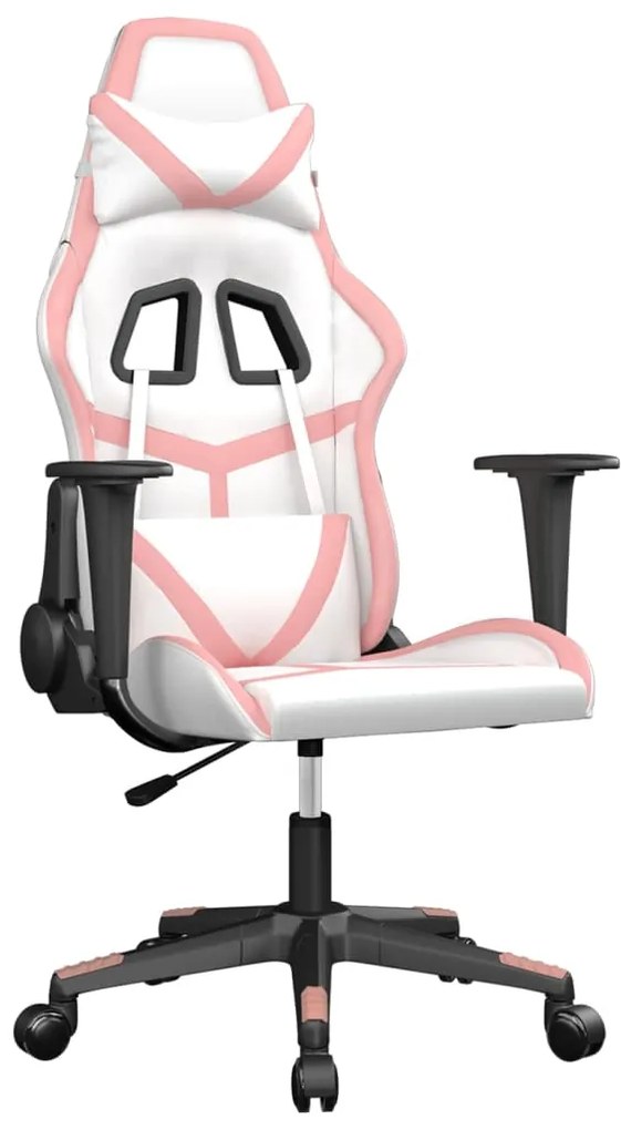 Sedia da gaming bianco e rosa in similpelle