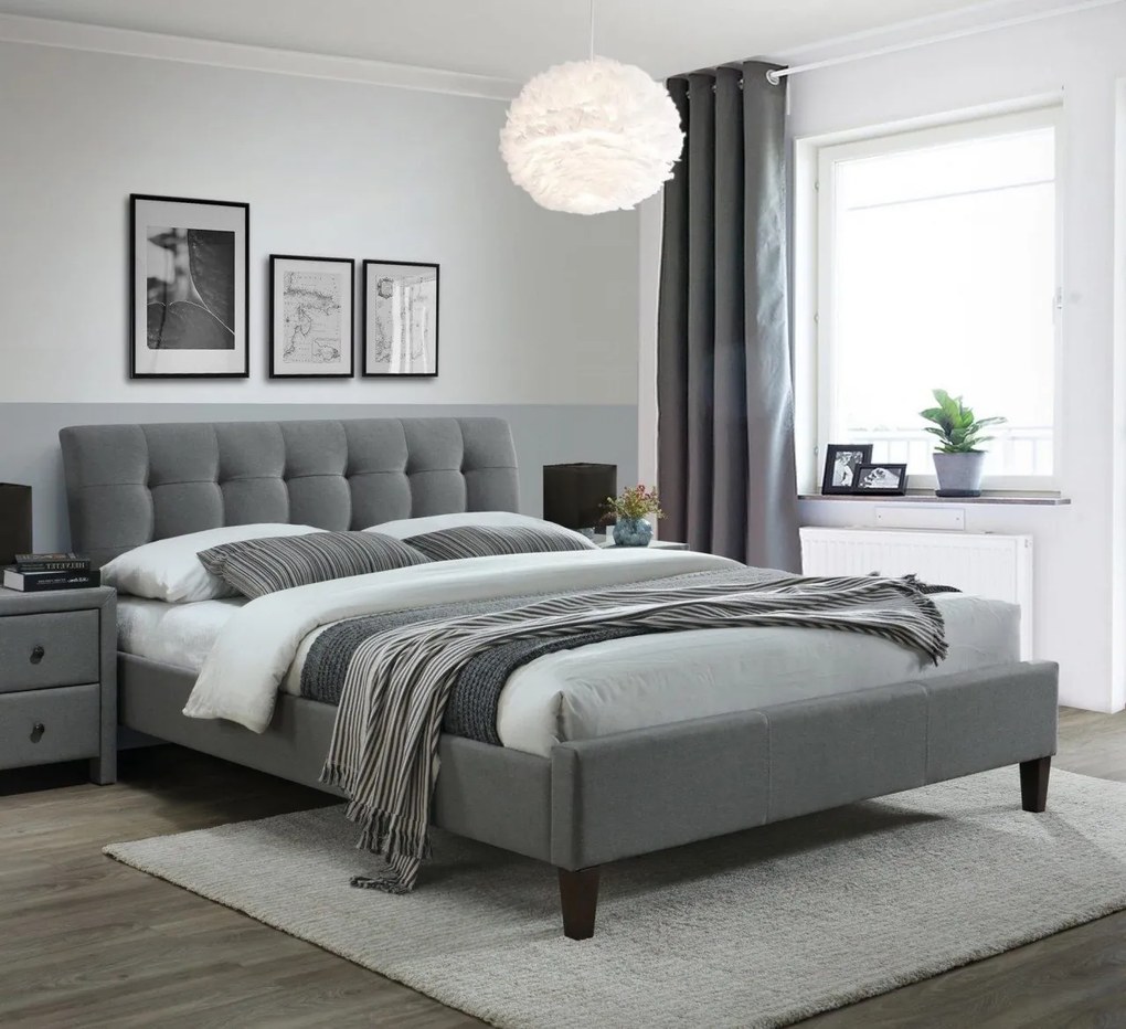 Letto Samara 2 in tessuto grigio - 160×200 cm