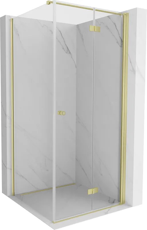 Mexen Mist-F cabina doccia pieghevole destra 80 x 80 cm, trasparente, oro spazzolato - 8A6T-080-080-55-00-P