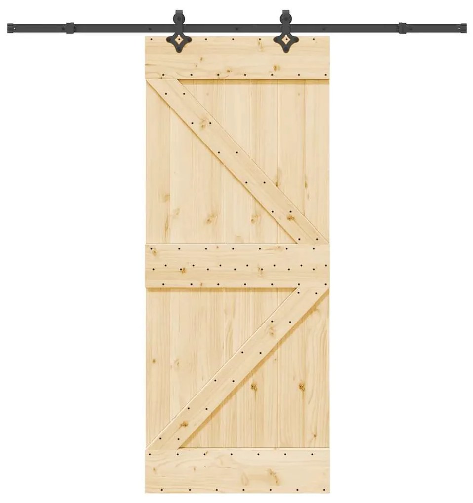 Porta Scorrevole Con Set Hardware 85x210 Cm Legno Massello Pino /