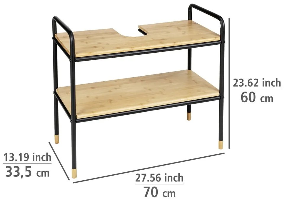 Mobile sotto lavabo in bambù nero/naturale 70x60 cm Loft - Wenko