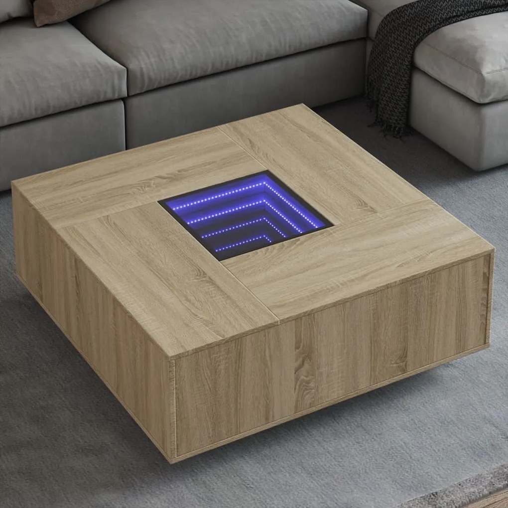 Tavolino Da Salotto Con Led Infinity Rovere Sonoma 100x100x40cm /