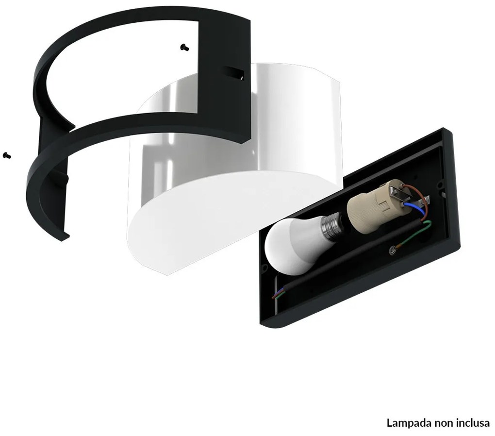 Applique Moon Design E27 Curva per Esterni IP65 - Nera
