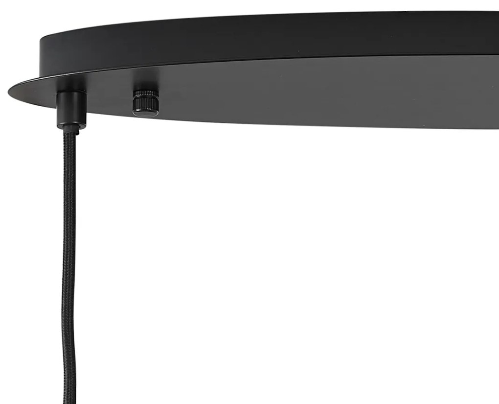 Lampada a sospensione di design nera con vetro fumé ovale a 5 luci - Mochan