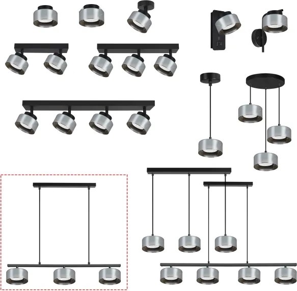 Brilagi - Lampadario a sospensione su cavo AURA LUX 3xGX53/30W/230V nero/fumé