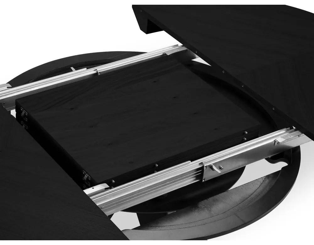 Tavolo da pranzo rotondo con piano nero allungabile con estensione ø 120 cm Magnus – Windsor & Co Sofas