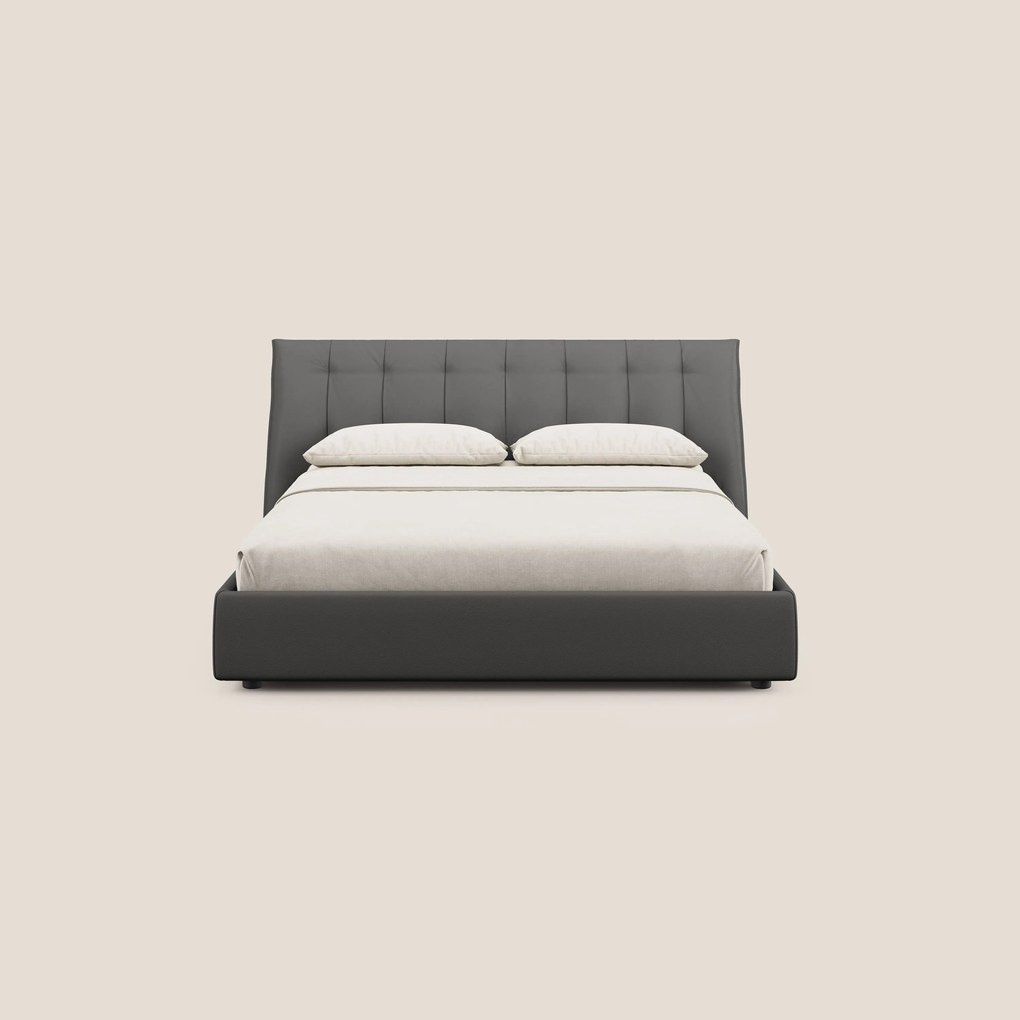 Clizia letto imbottito di design con vano contenitore in ecopelle impermeabile T04