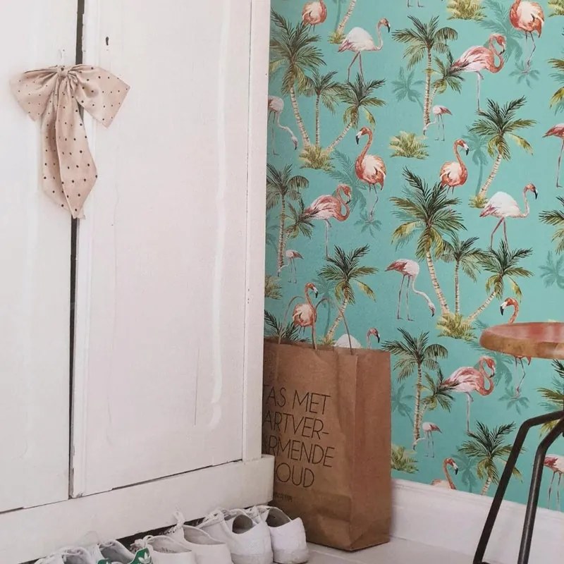 Fotomurale ESTA Fenicotteri, rosa turchese verde 138X279 cm