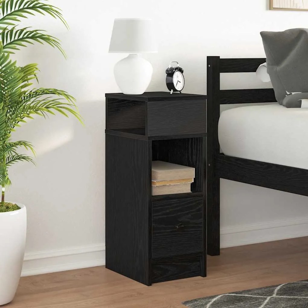 Comodino con cassetto nero 25x31x66 cm