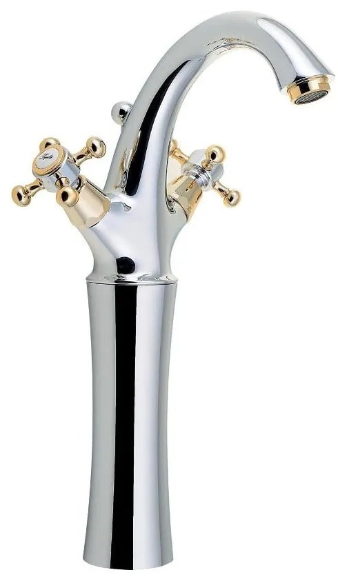 Rubinetto per lavandino in argento lucido/dorato verticale Antea – Sapho