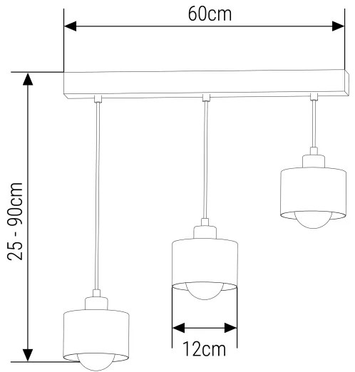 Lampadario a sospensione con filo 3xE27/35W/230V nero