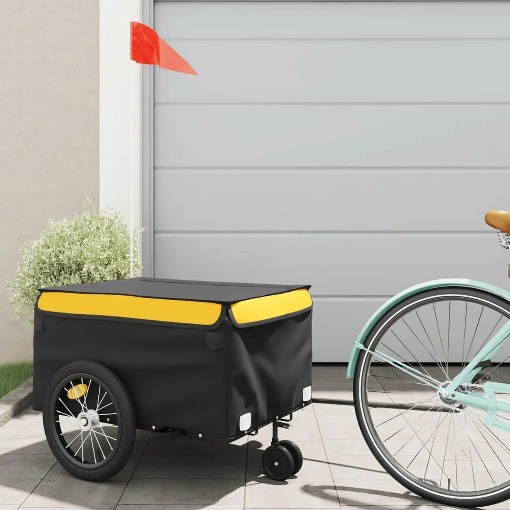 Rimorchio Da Bici Nero E Giallo 45 Kg İn Ferro /