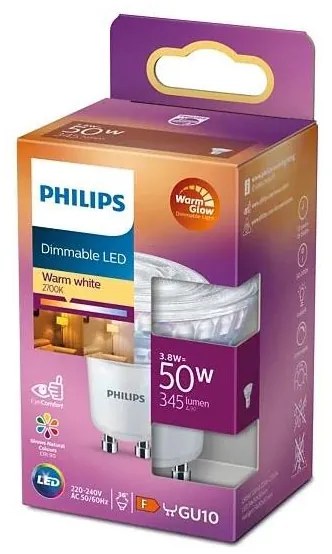 Lampadina LED dimmerabile Philips Warm Glow PAR16 GU10/3,8W/230V 2200-2700K CRI 90