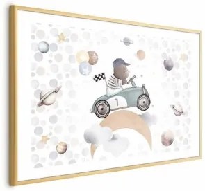 Poster - Bear in a Race Car Cornice d'oro con margine 42x29.7