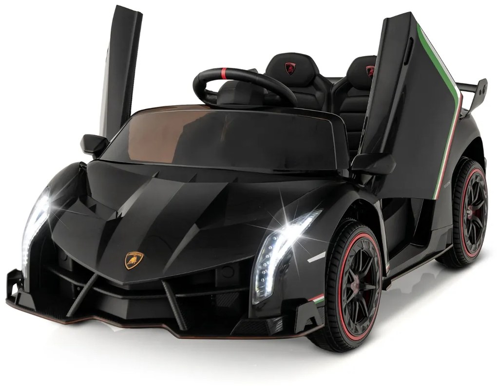 Costway Auto sportiva elettrica per bambini con licenza lamborghini 4WD telecomando 2,4g luci LED, Giocattolo elettrico 3 Colori