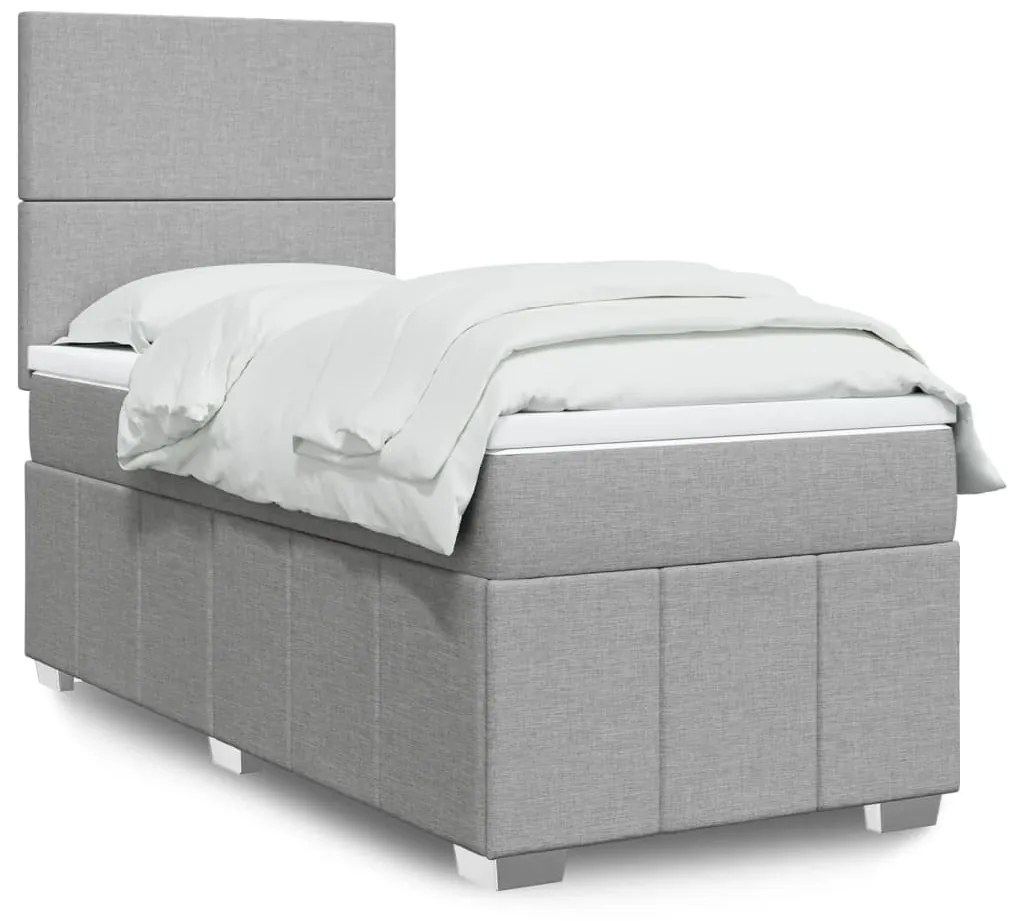 Giroletto A Molle Con Materasso Grigio Chiaro 80x200 Cm Tessuto /