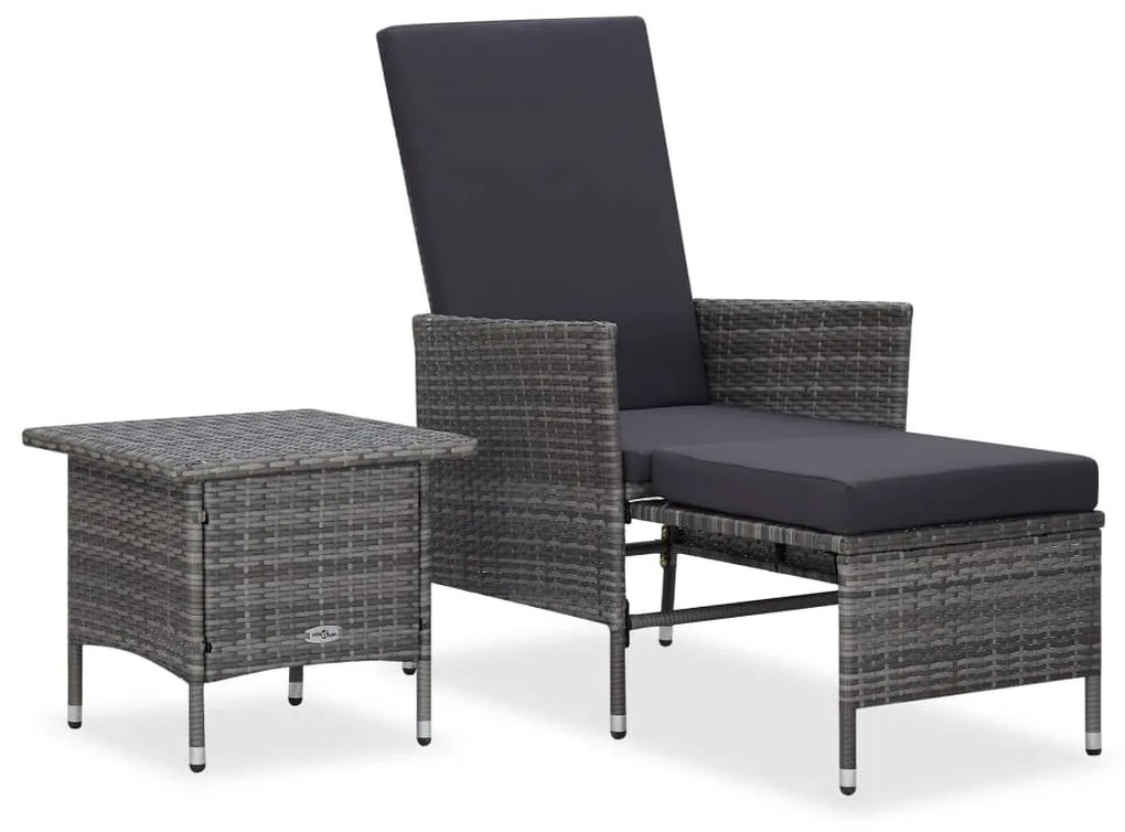 Set Divani da Giardino 2 pz con Cuscini in Polyrattan Grigio