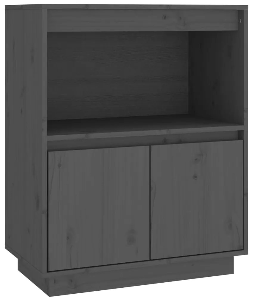 Credenza grigia 60x34x75 cm in legno massello di pino