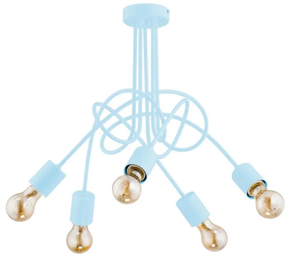 Lampadario a plafone per bambini TANGO 5xE27/60W/230V blu