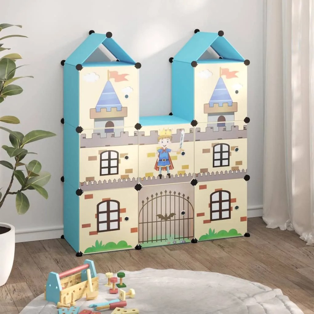 Scaffale Portaoggetti Per Bambini Con 8 Cubi Blu İn Pp /