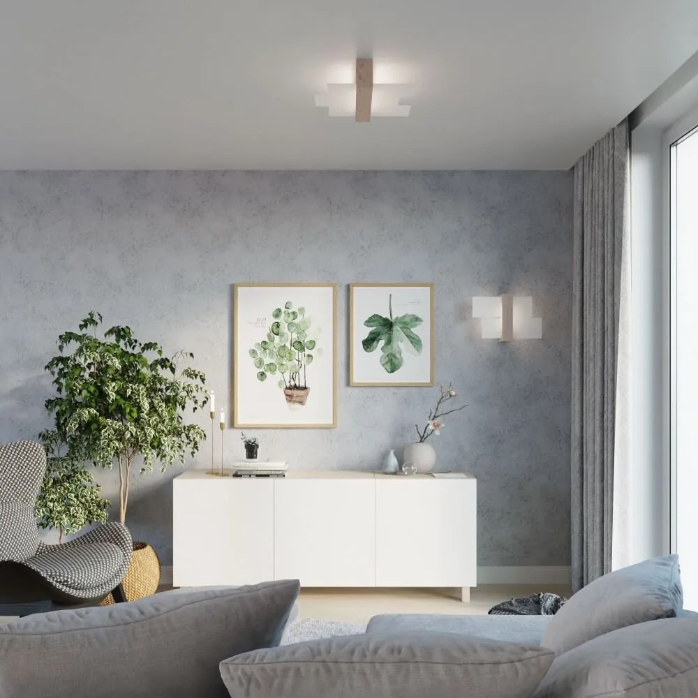 Plafoniera da Soffitto Legno Naturale 2xE27 FENIKS 2 da Interno Colore del corpo Legno