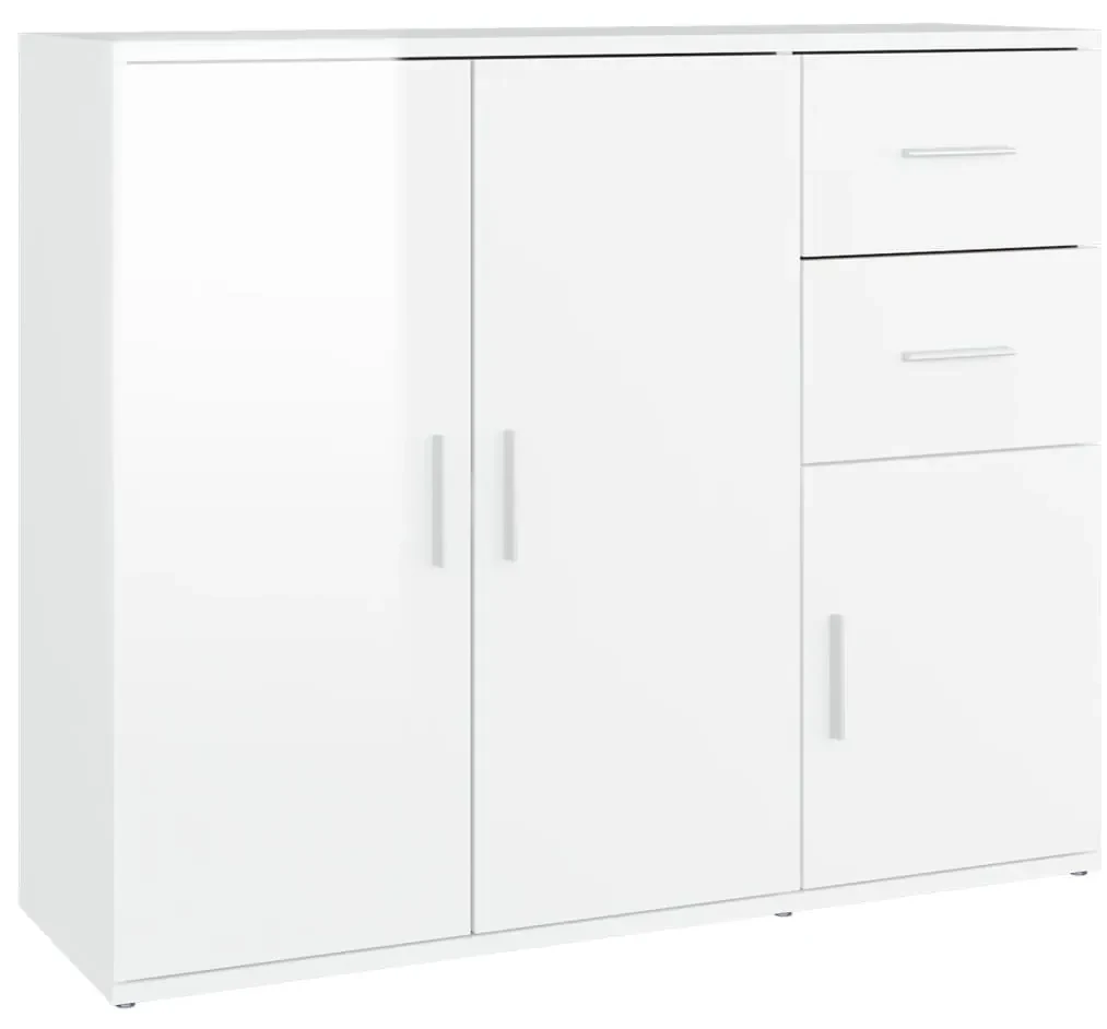 Credenza bianco lucido 91x29,5x75 cm in legno multistrato
