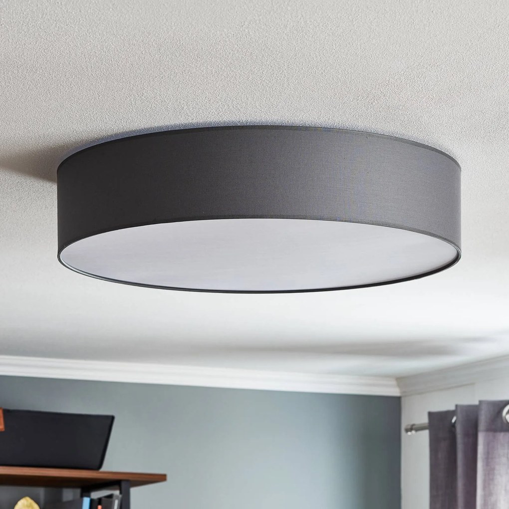Plafoniera soffitto Rondo TK Lighting, dimmerabile, Alluminio / Grigio / Zincato, Camera da letto, Tessuto / Stoffa / Seta, Moderno, Plafoniera