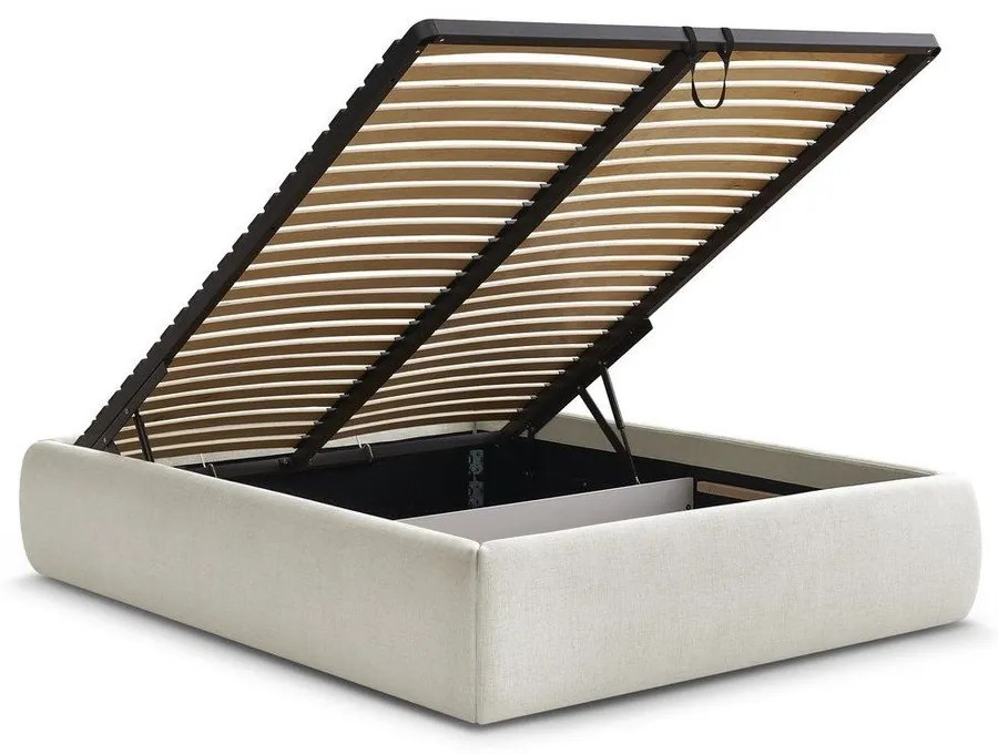 Letto matrimoniale imbottito beige con contenitore/senza testiera con rete inclusa 160x200 cm Inera – Bobochic Paris