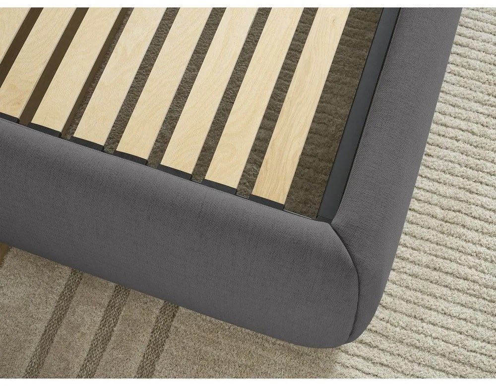 Letto matrimoniale imbottito grigio scuro con contenitore/senza testiera con rete inclusa 180x200 cm Inera – Bobochic Paris