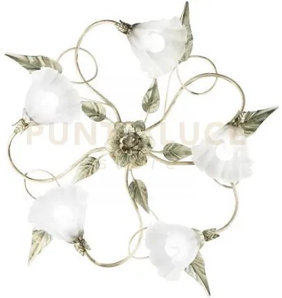 Plafoniera isotta avorio 5 luci attacco e14 68x20cm in metallo con ...