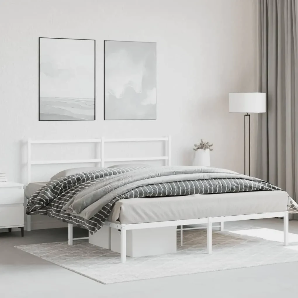 Giroletto con testiera metallo bianco 150x200 cm