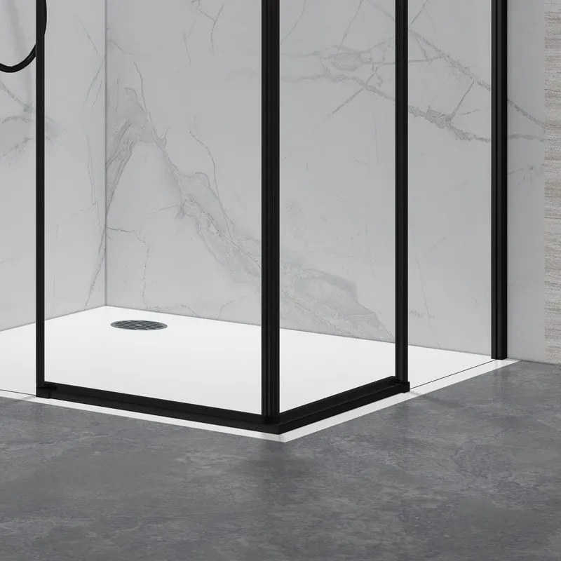 Kamalu - Box doccia 100x100cm angolare porte scorrevoli finitura nera | KLA1000N