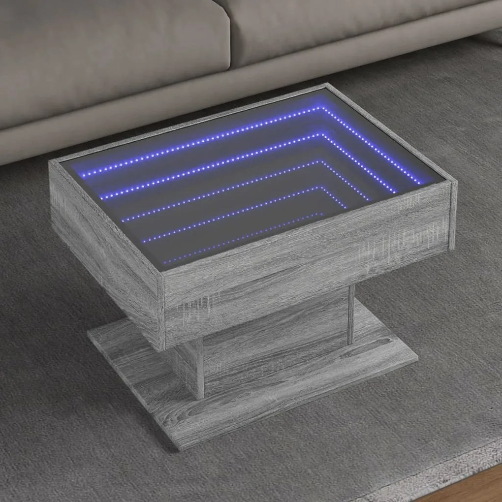 Tavolino Salotto Con Led Grigio Sonoma 70x50x45 Cm Multistrato /