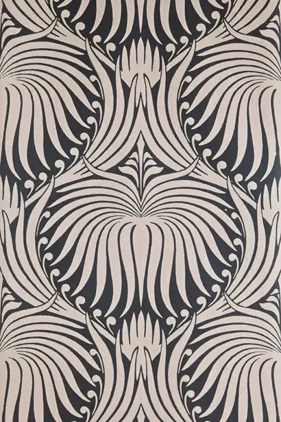 Farrow & Ball Carta da parati Lotus - Off-Black/ Charleston Gray