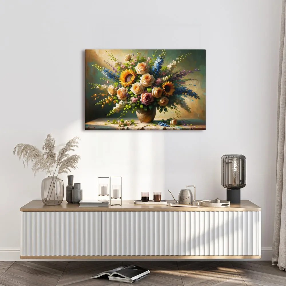Quadro su tela – Bouquet floreale romantico