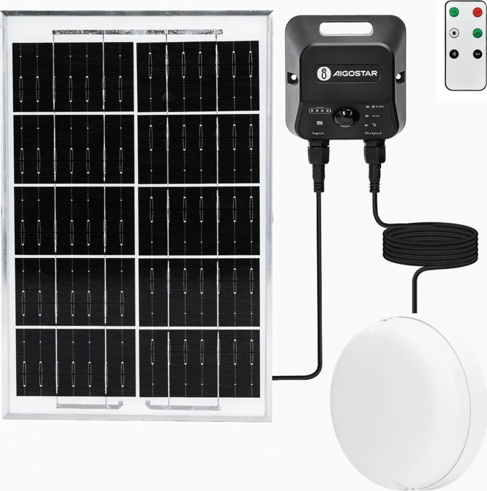 Aigostar - Plafoniera solare LED con sensore LED/3,7V 6000 mAh IP65 + telecomando