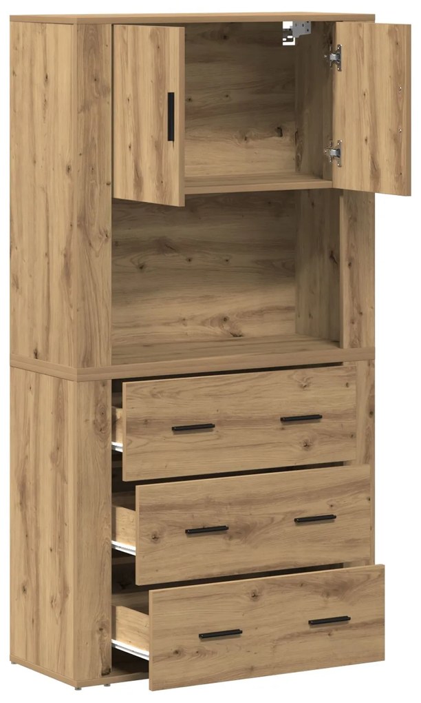 Mobile alto in rovere artigianale 80x33x150 cm legno ingegnerizzato