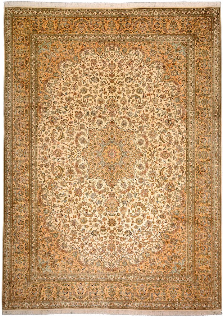 Cashmere Silk Tappeto 250x340 Beige (Indian) Annodato A Mano