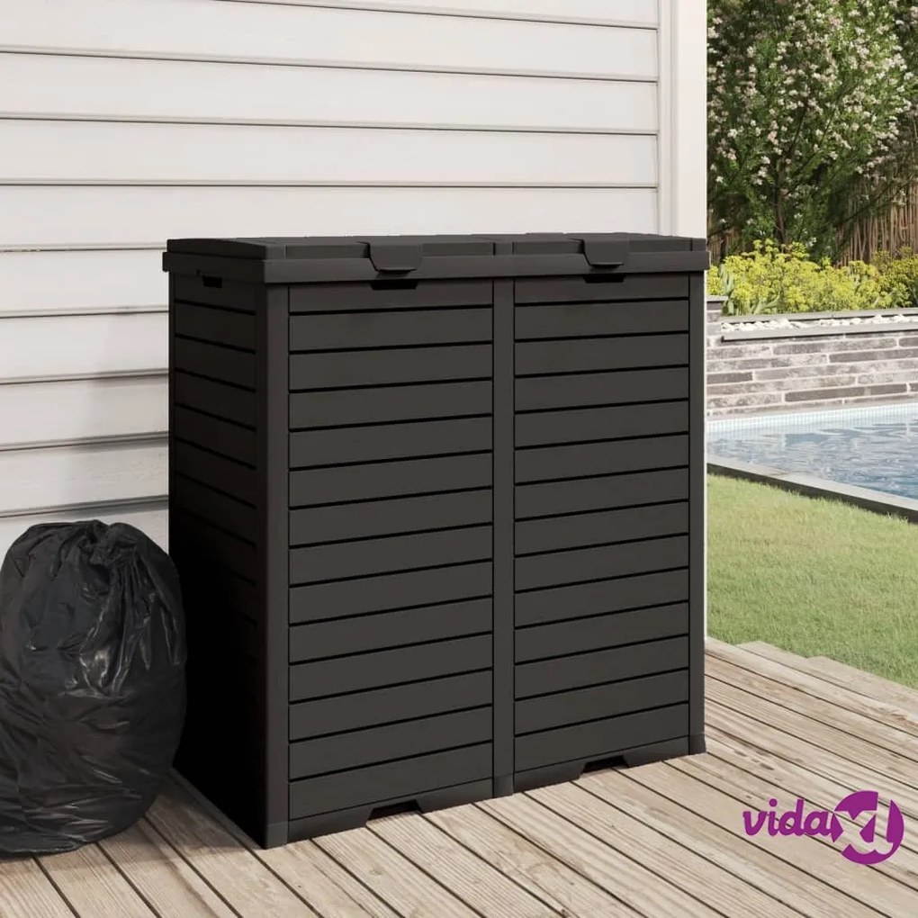 vidaXL Cestino per Rifiuti da Esterno Nero 78x41x86 cm Polipropilene