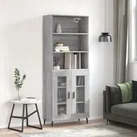 Credenza Grigio Sonoma 69,5x34x180 cm in Legno Multistrato 3189339