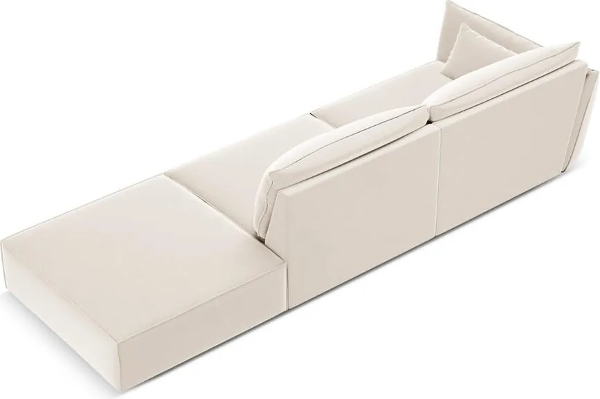 Divano beige con penisola a sinistra con rivestimento in velluto 264 cm Vanda – Mazzini Sofas