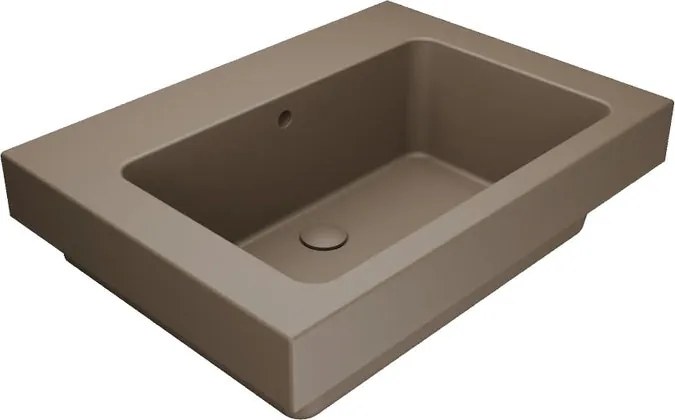 Lavabo a incasso e d'appoggio rettangolare vasca centrale Alaqua L 70 x H 25 x P 21 cm in ceramica marrone opaco