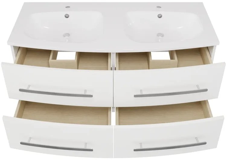 Mobile da bagno sospeso sotto lavabo L 121 x H 53.7 x P 47 cm bianco laccato opaco, 4 cassetti SENSEA Perla