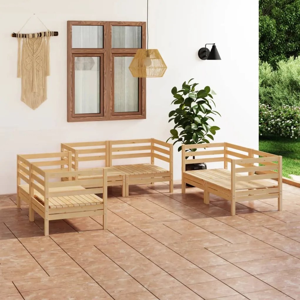 Set divani da giardino 6 pz in legno massello di pino