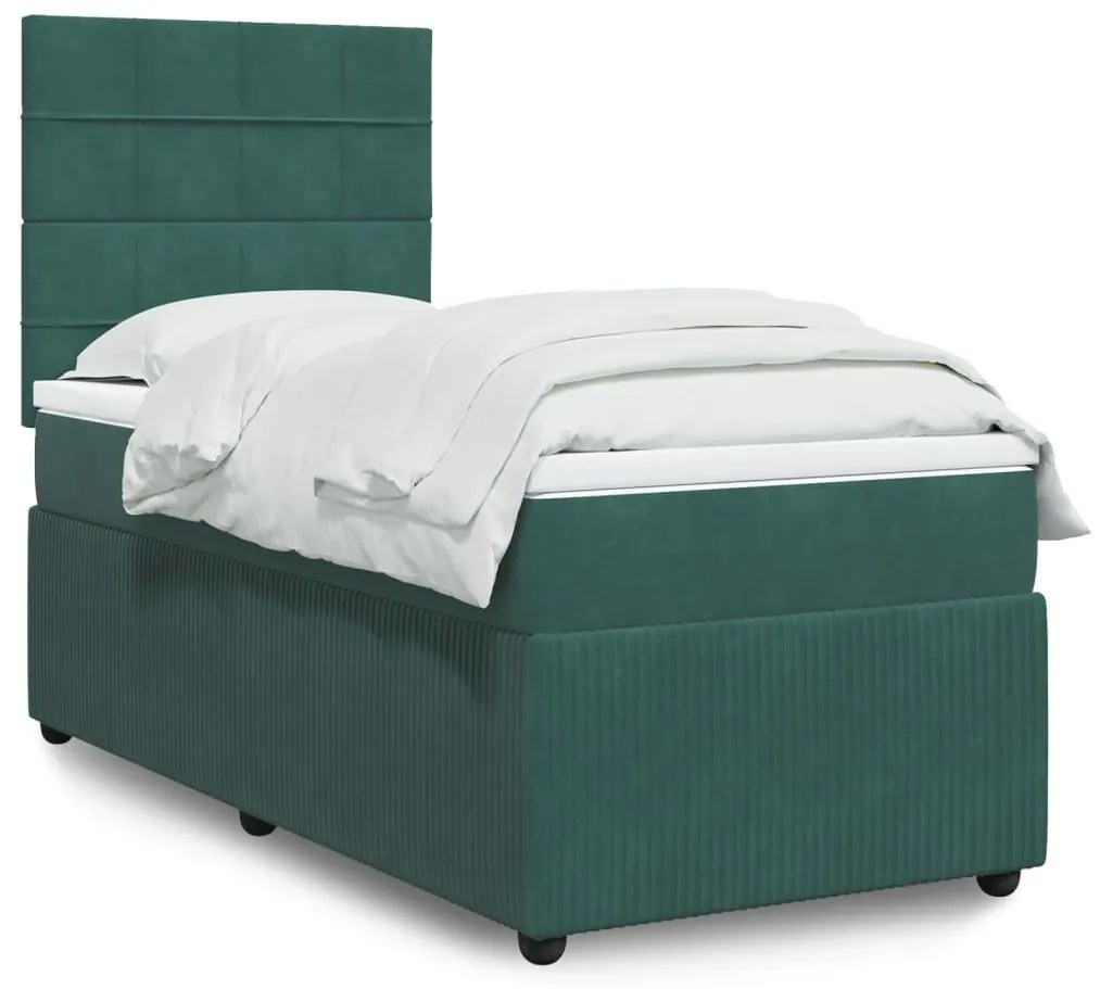 Giroletto A Molle Con Materasso Verde Scuro 90x190 Cm Velluto /