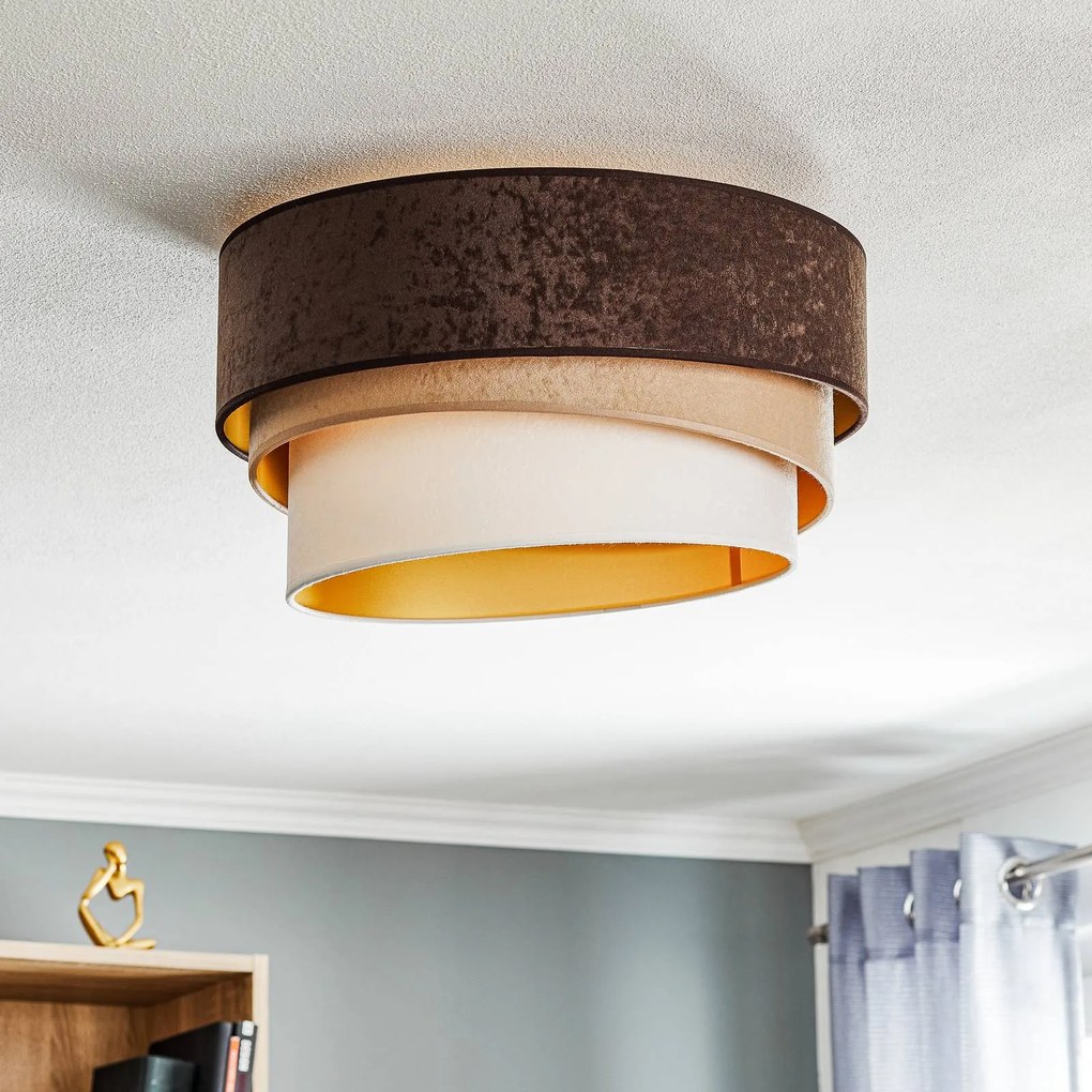 Plafoniera soffitto Devon Duolla, dimmerabile, Marrone / Ruggine, Soggiorno / Sala da pranzo, Tessuto / Stoffa / Seta, Moderno, Plafoniera