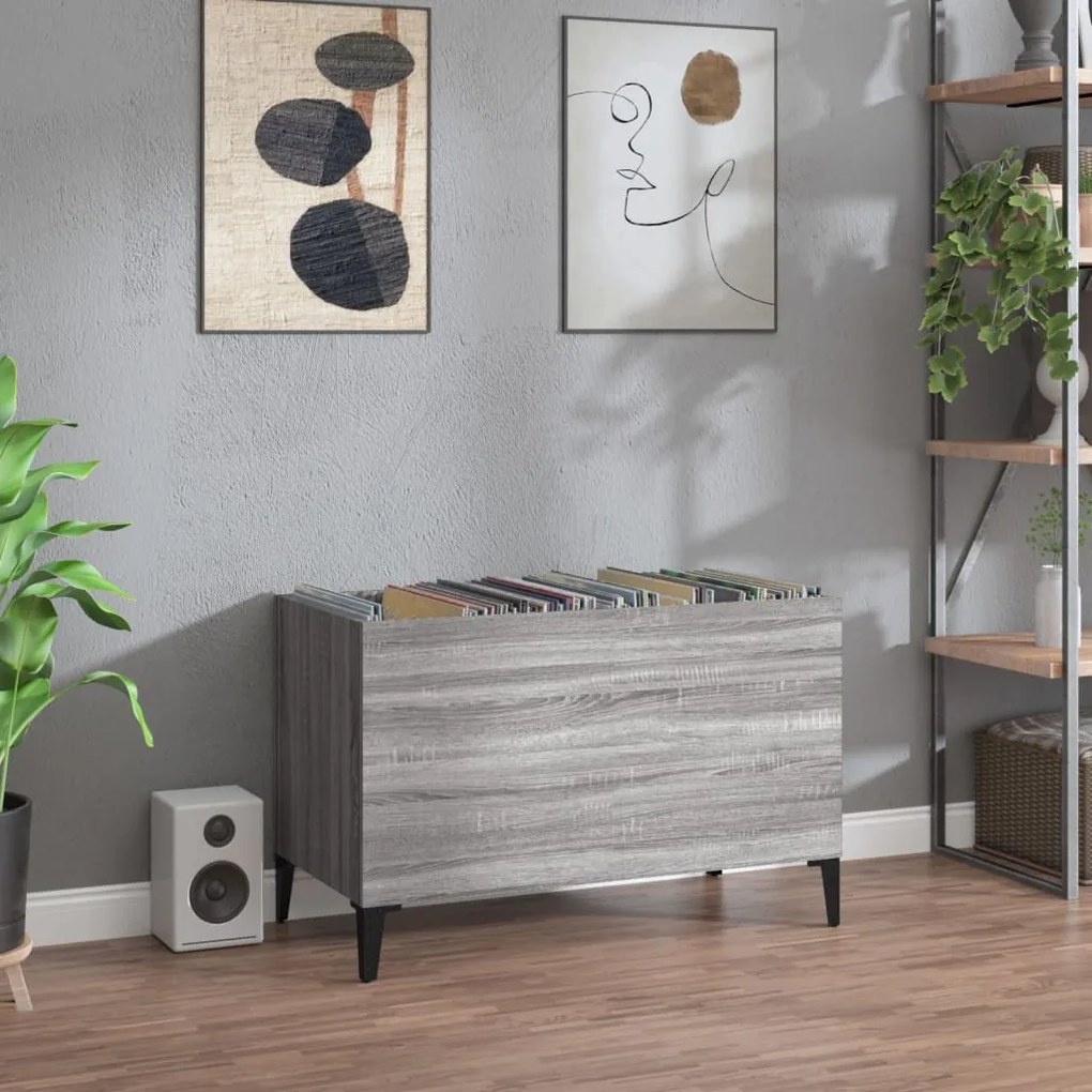 Mobile Porta Dischi Grigio Sonoma 74,5x38x48 Legno Multistrato /