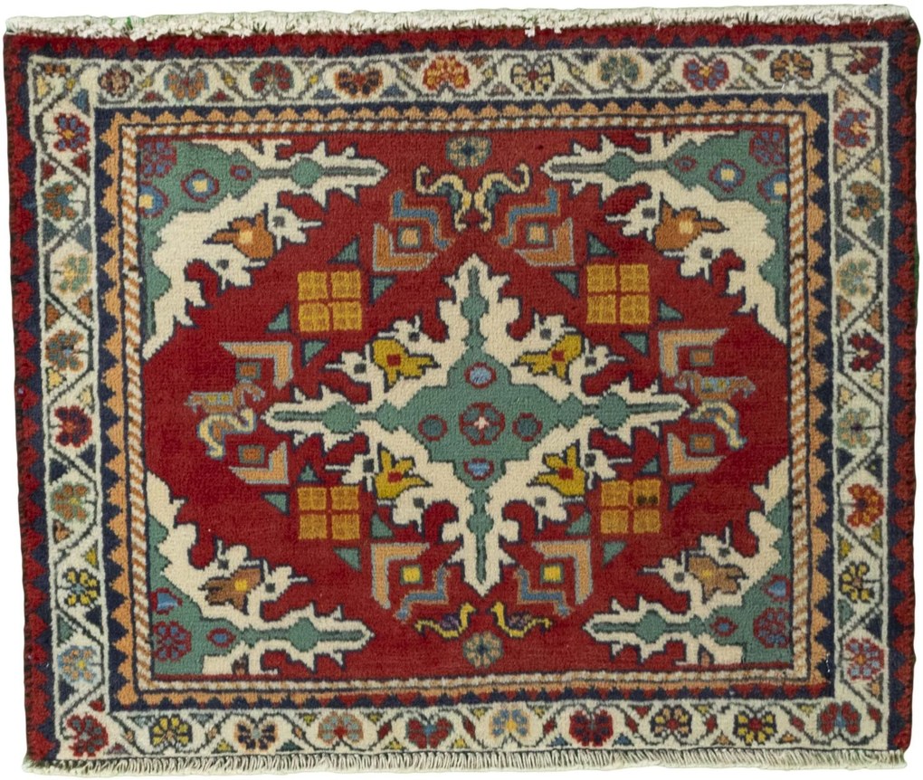 Shiraz Tappeto 50 x 60 Rosso (Iran) Annodato A Mano