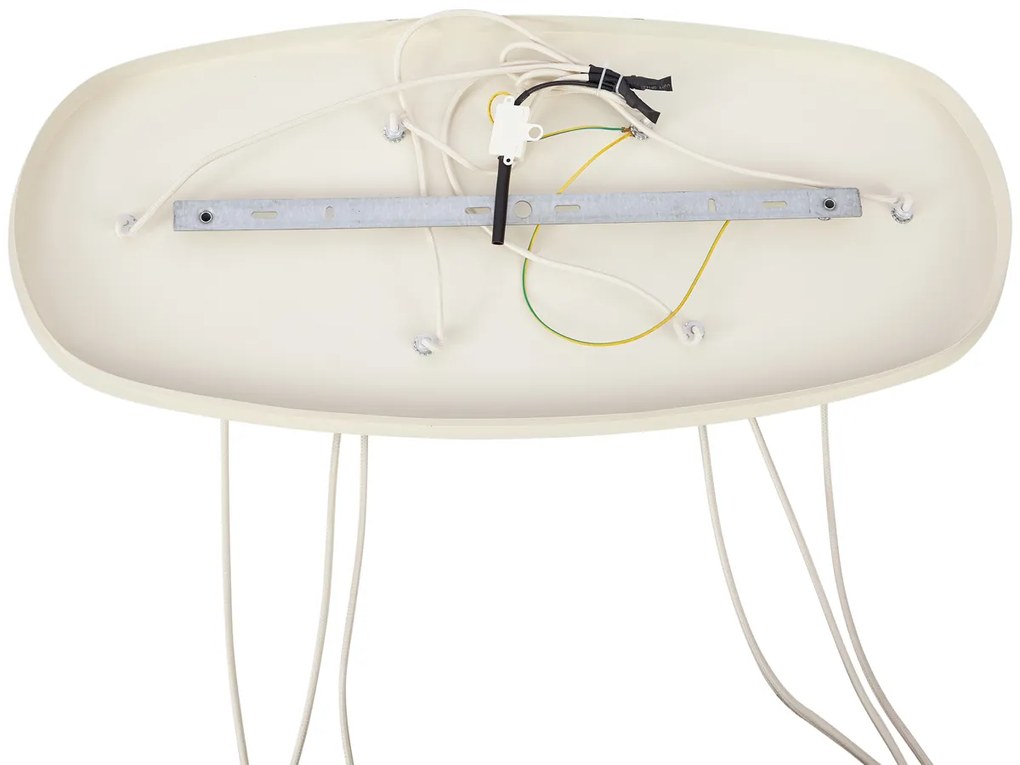 Lampada a sospensione Japandi beige con paralumi in tessuto 6 luci - Yente