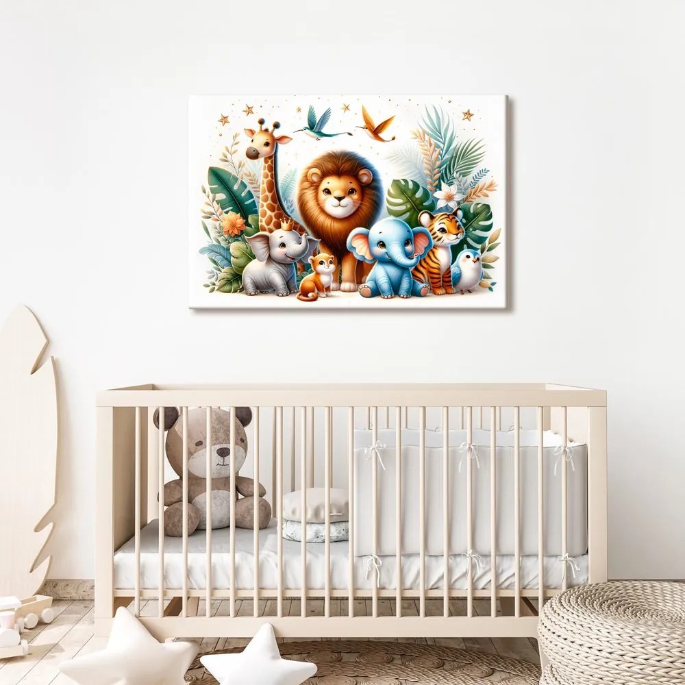 Quadro su tela – Re della giungla con i suoi dolci amici
